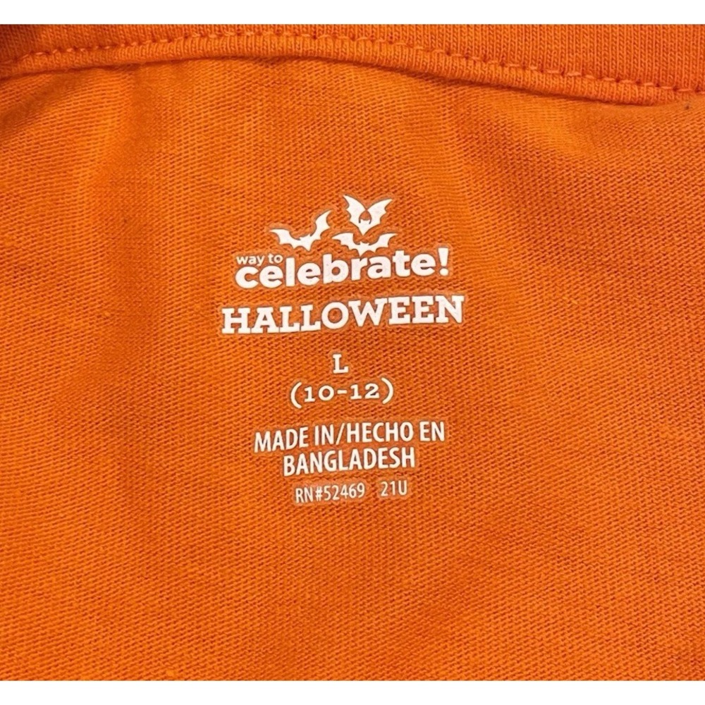 BOGO Girls‎ Tee T-Shirt L Halloween Fall Pumpkin Witch Ghost Orange Long Sleeve - Picture 6 of 7
